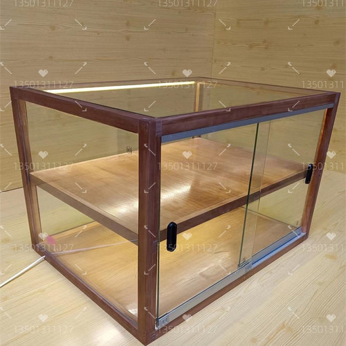 前台吧台台面实木玻璃甜品展示柜