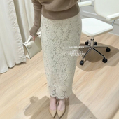 白色重工蕾丝鱼尾月光裙女款 纯欲直筒半身裙大码 梨型身材伯克利裙