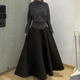 黑色大方得体半身裙女高级感大码 梨型身材伯克利春季 a字遮胯长裙
