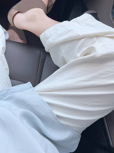 白色云朵裤大码胖mm夏薄款阔腿萝卜裤子女宽松显瘦九分灯笼休闲裤