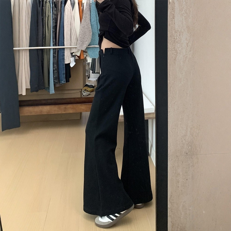 黑色不贴腿运动微喇裤女秋冬大码休闲阔腿加绒裤子今年流行梧桐裤,女装/女士精品,大码裤装,淘宝优惠券,粉丝福利购,淘宝优惠卷