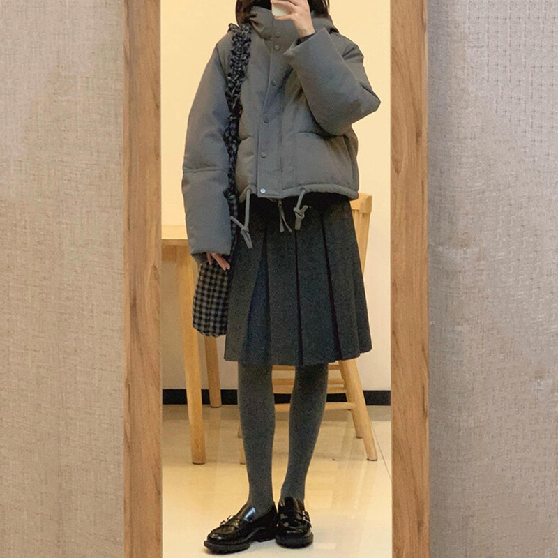 想焊在腿上的压褶毛呢半裙！