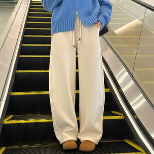 2026超火的白色裤子女款大码胖mm慵懒风阔腿弯刀卫裤超好看梧桐裤