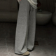 灰色闪钻休闲加绒毛呢裤 高级感阔腿慵懒松弛感梧桐裤 子女冬季 大码