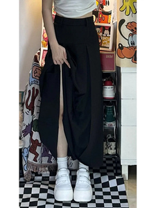 春款黑色百褶裙女大码胖mm显瘦腿粗胯宽屁股大梨形身材垂感半身裙