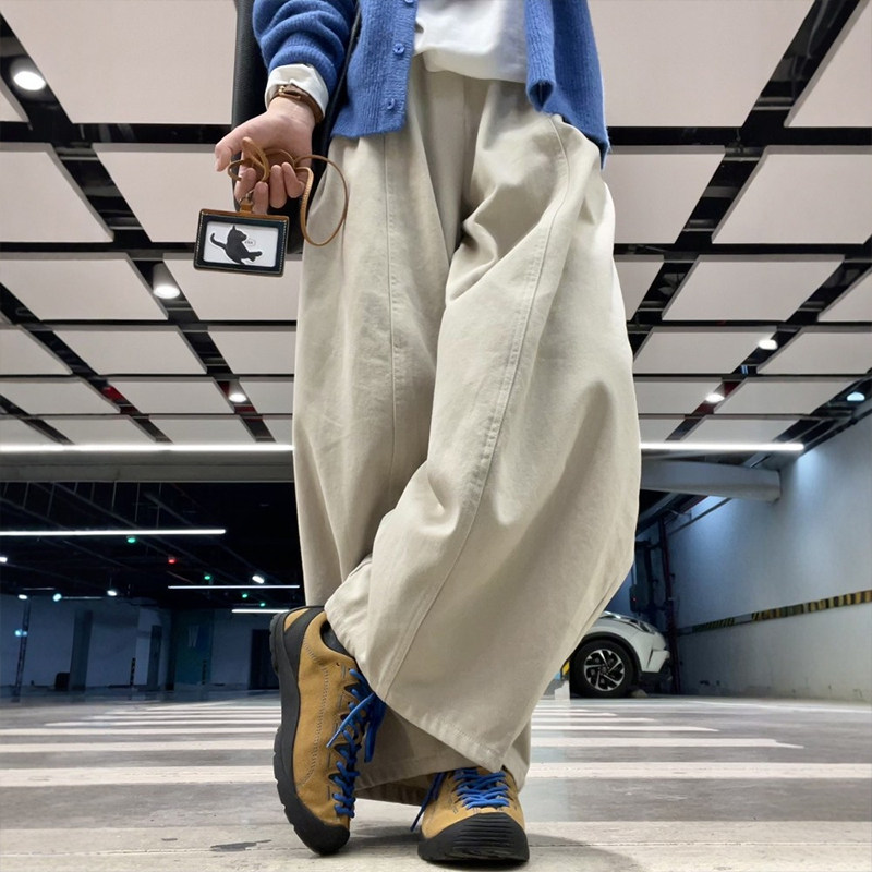 慵懒松弛感穿搭米白色弯刀裤大码女装阔腿镰刀裤梨形遮胯显瘦裤子,女装/女士精品,大码裤装,淘宝优惠券,粉丝福利购,淘宝优惠卷