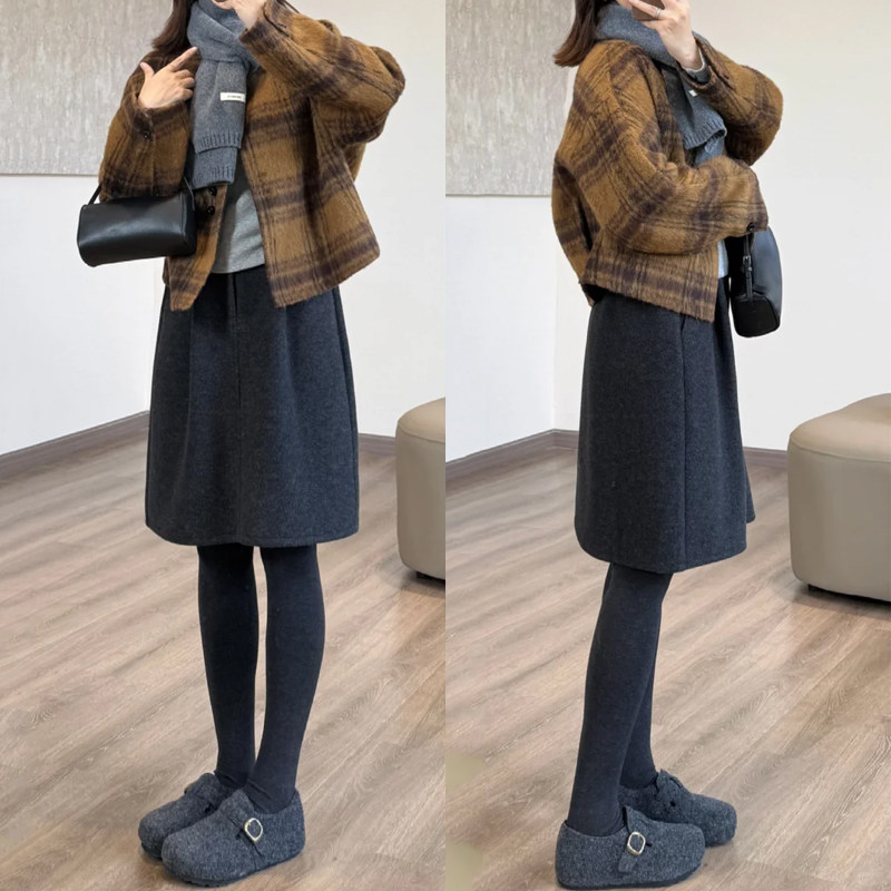 复古毛呢花苞中裙女冬季灰色格雷系大码胖mm显瘦梨形伯克利a字裙,女装/女士精品,半身裙,淘宝优惠券,粉丝福利购,淘宝优惠卷