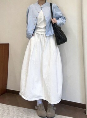 白色半身裙垂坠感长款a字梨型身材遮胯花苞裙大码女胖mm蓬蓬裙春