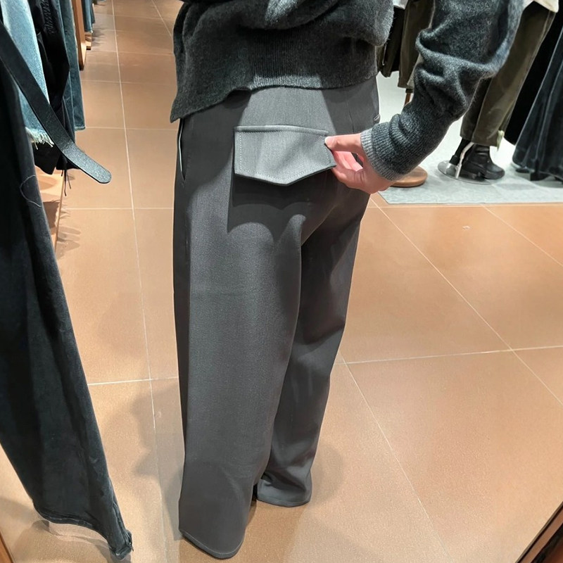 灰色老钱风西装长裤大码女装2026春季休闲阔腿裤子今年流行梧桐裤,女装/女士精品,大码裤装,淘宝优惠券,粉丝福利购,淘宝优惠卷