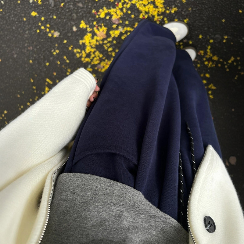 大码藏青色运动裤胖mm直筒秋冬裤子女款休闲慵懒垂感宽松阔腿卫裤,女装/女士精品,休闲裤,淘宝优惠券,粉丝福利购,淘宝优惠卷