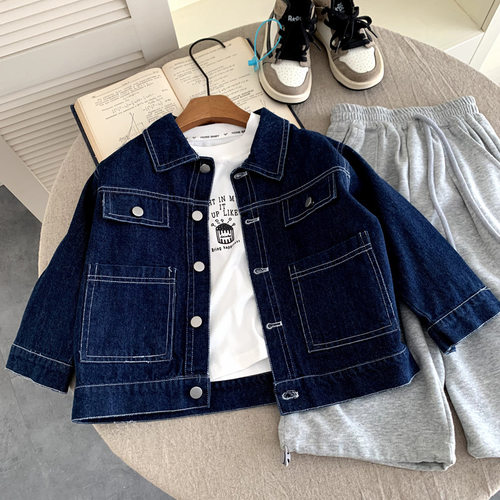 男童牛仔外套春秋季2025新款儿童明线水洗百搭夹克韩版上衣秋装潮