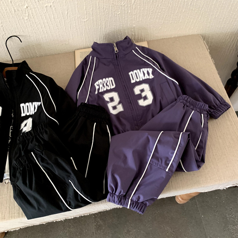 儿童装男童秋装2025新款帅气时髦洋气男宝宝春秋运动冲锋衣套装潮