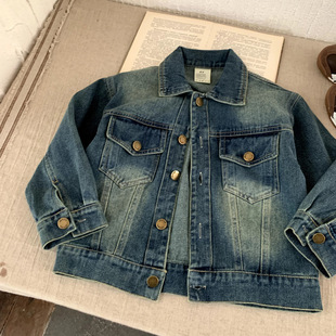 炸街中小童休闲夹克潮 男童上衣春季 儿童春秋韩版 牛仔外套2025新款