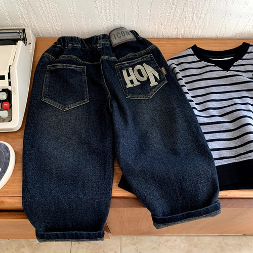 男童牛仔裤2025秋装新款中小儿童女宝宝百搭休闲裤子宽松洋气长裤