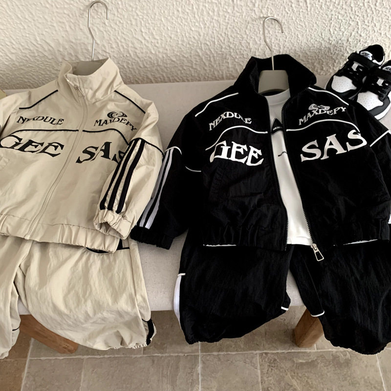 男童运动服套装春秋季2026新款韩版时髦儿童秋装冲锋衣外套两件套