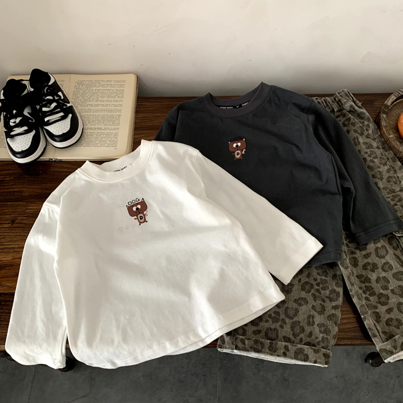男童秋装T恤儿童长袖打底衫春秋款2025秋装女童白色百搭上衣秋款t