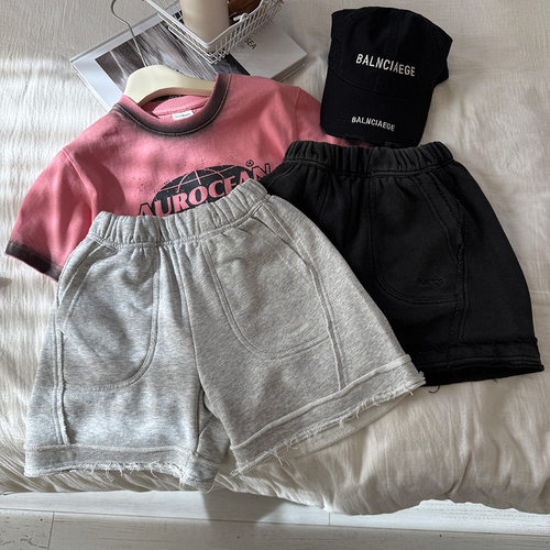 童装男童短裤春夏款儿童潮酷五分裤2025新款中小童春夏水洗拼接裤