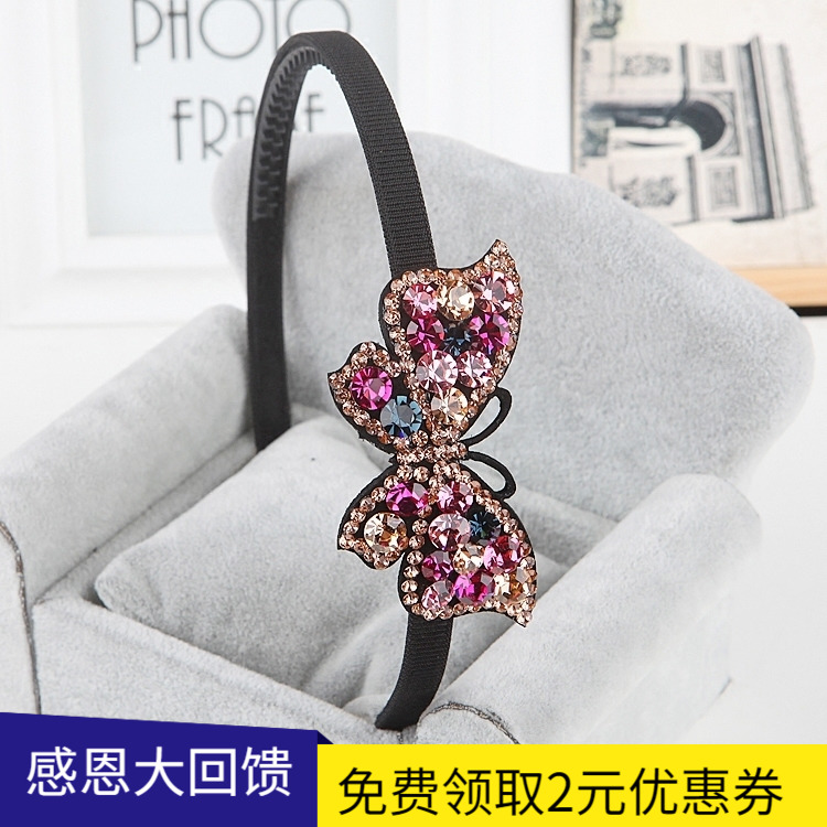 镶钻发饰蝴蝶头箍带齿防滑水晶
