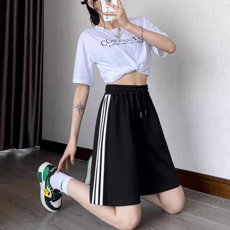 初中体育考试专用跑步裤运动休闲少女五分裤中裤阔腿短裤高中学生