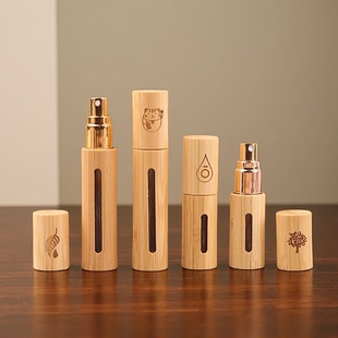 高档天然竹木开窗喷雾瓶纯露香水雾化空分装瓶遮光瓶5ml10ml