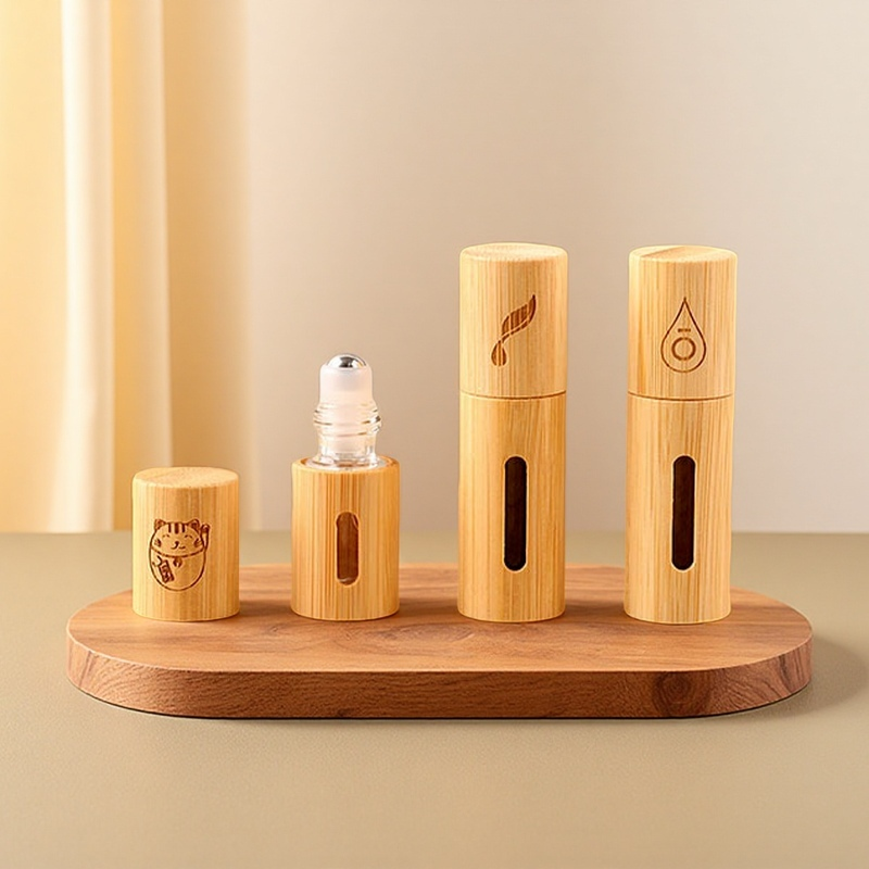 3ml/5ml竹制开窗滚珠瓶玻璃内胆避光便携旅行小样香水分装空瓶