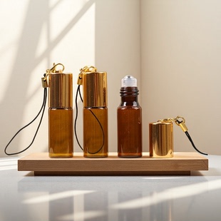5ml空瓶 便携香水精油分装 带挂绳棕色滚珠瓶 茶色避光玻璃走珠瓶