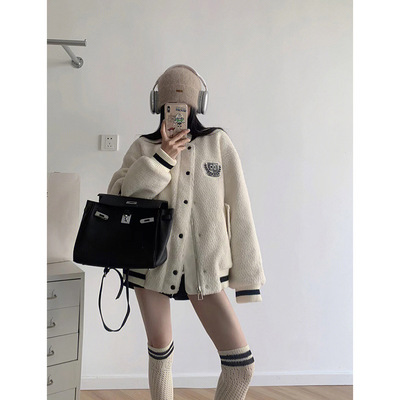 浅杏秋冬加绒加厚外套卫衣女开衫