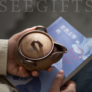 色迹原创茶壶陶瓷窑变宝瓶手抓壶大容量200ml白茶普洱家用办公室