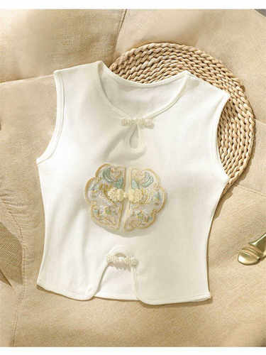 内搭无袖刺绣女装2024新款甜辣