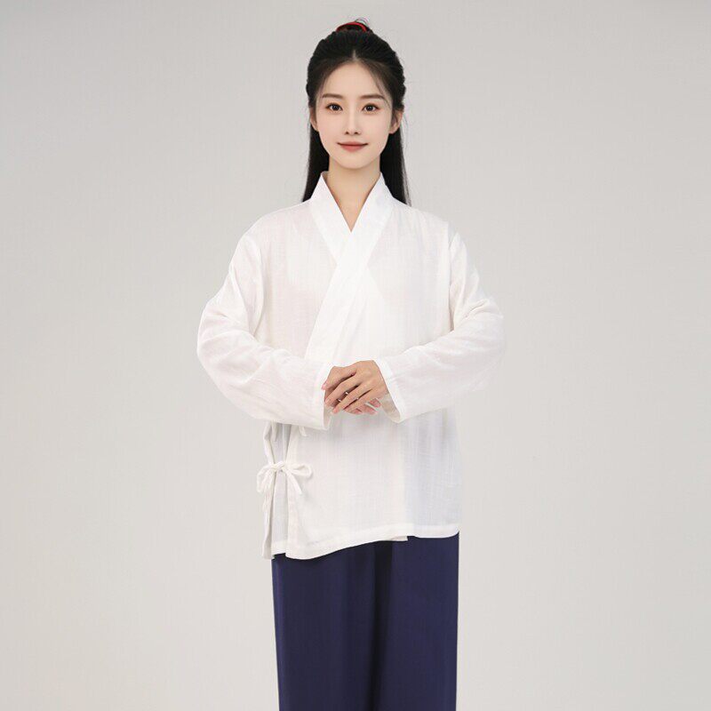 武当楚灵斜襟中衣夏内搭道系天然竹节麻汉服交领宽松日常睡衣内衬