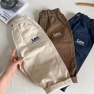 2024秋季 宝宝纯色棉布裤 新款 男女童绣花字母长裤 潮 韩版 儿童休闲裤