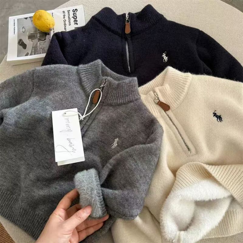 韩版冬季男棉宝宝拉链毛线套头衫