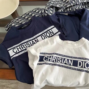 男女童简约印花短袖 2024儿童短袖 T恤夏季 新品 纯棉 T宝宝字母T恤衫