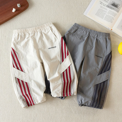 儿童美式条纹工装裤春秋新款