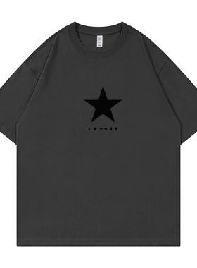 David Bowie黑星休闲落肩宽松纯棉绿洲披头士圆领摇滚乐队短袖T恤