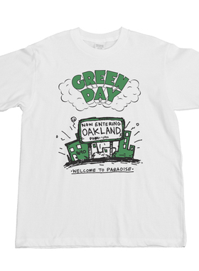 GREEN DAY绿日摇滚乐队blur枪花oasis美式街头vintage白长短袖T恤