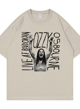 Ozzy Osbourne复古美式街头vtg落肩宽松纯棉圆领摇滚乐队短袖T恤