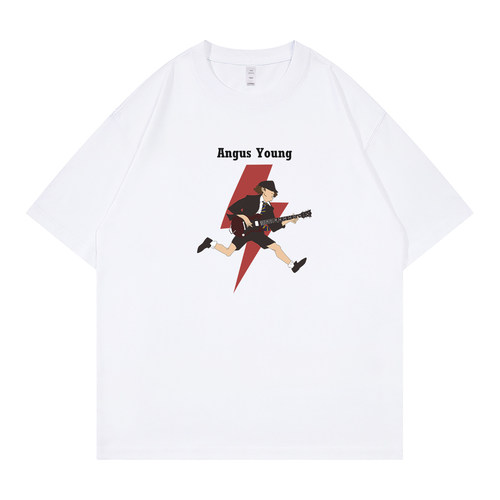 AC/DC落肩宽松纯棉摇滚短袖T恤
