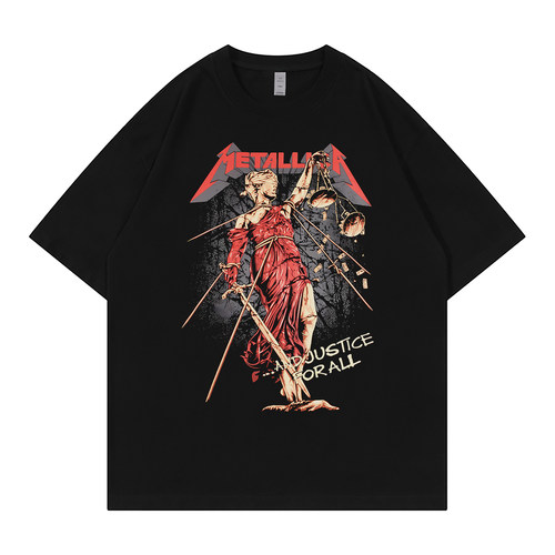 Metallica落肩复古摇滚短袖T恤