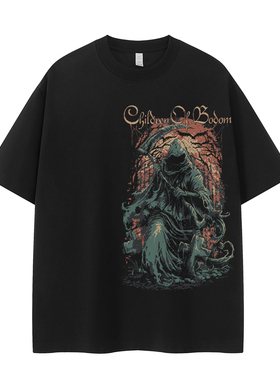 Children of Bodom博多之子乐队复古美式街头落肩宽松摇滚短袖T恤