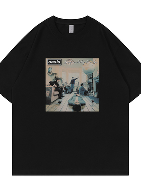 Oasis乐队Britpop复古休闲vintage落肩宽松纯棉圆领摇滚短袖T恤衫