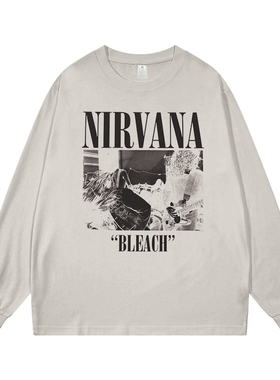 NIRVANA摇滚乐队直喷美式BLUR街头ACDC涅盘SLASH嘻哈复古长袖T恤