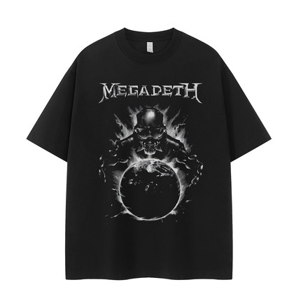 Megadeth麦格帝斯乐队小众设计感暗黑复古美式街头vtg摇滚短袖T恤