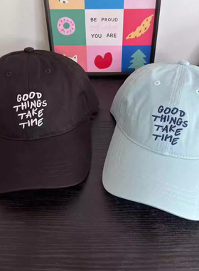 韩版街头百搭显白字母刺绣棒球帽女大头围显脸小遮阳软顶鸭舌帽男