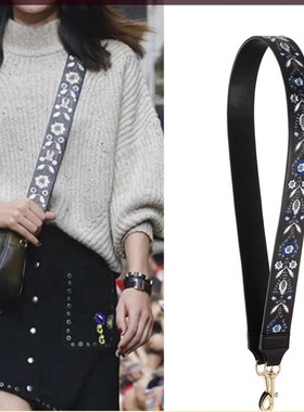 真皮刺绣Guitar Strap you 2024宽包带背包肩带单肩斜跨包包配件