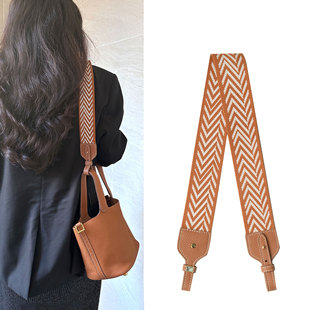 金棕菜篮子伊芙琳林迪包配帆布厚编织款肩带单肩斜挎头层牛皮