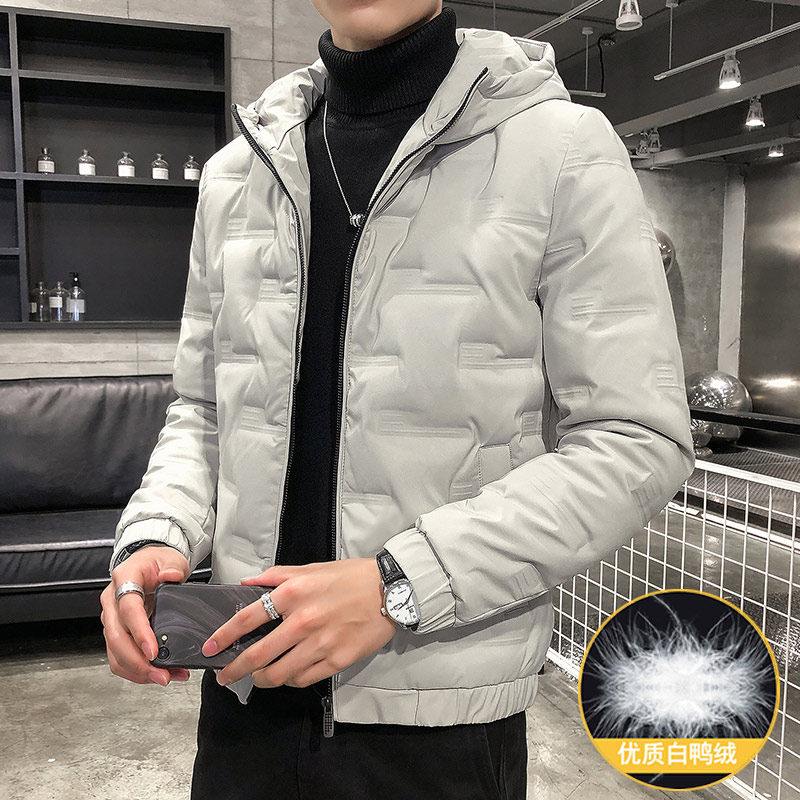 Off-season down jacket for men, trendy brand, short style, new 2025 winter model, lightweight and warm, white duck down, hooded outerwear for men
