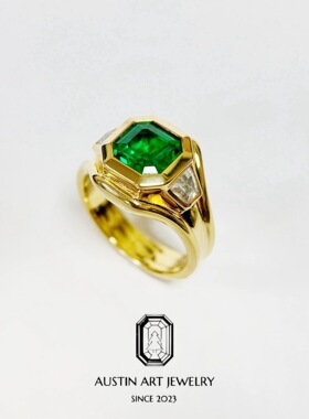 质感绅士 重工三石款男戒·培育绿戒指