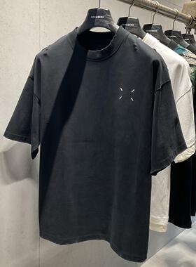 美式重磅GEWAGEMA 25新款刺绣logo圆领宽松休闲简约短袖T恤男女款