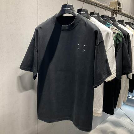 美式重磅GEWAGEMA 25新款刺绣logo圆领宽松休闲简约短袖T恤男女款